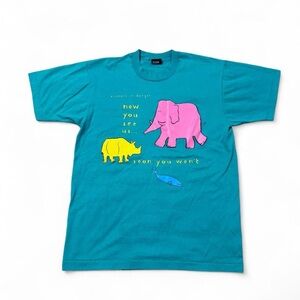 VTG 90s single stitch The Body Shop extinct is forever animal rights tee blue L